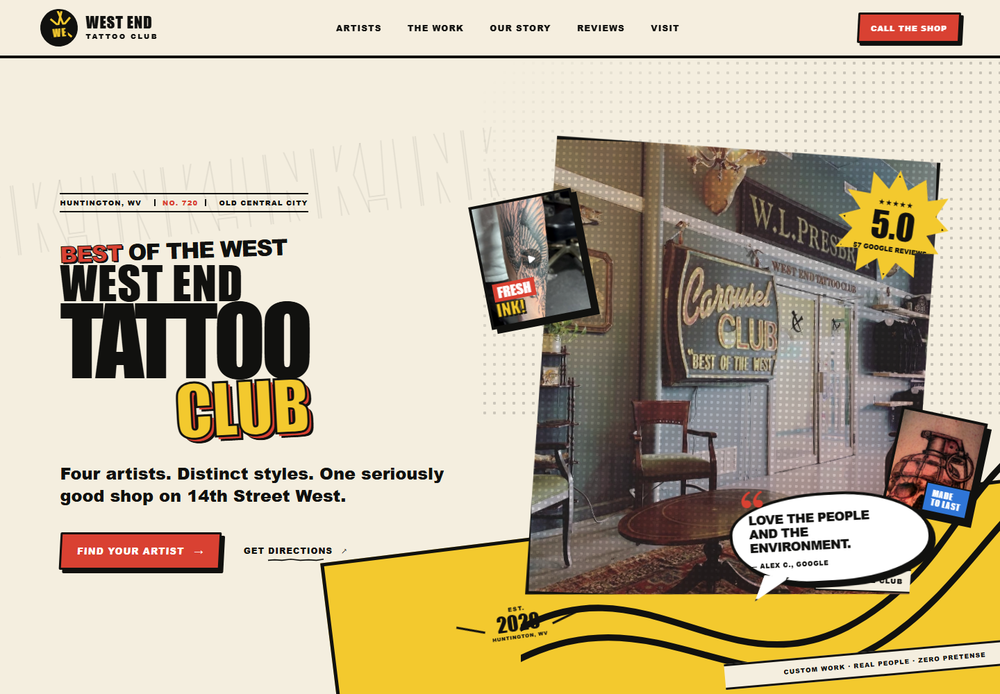 West End Tattoo Club independent website concept