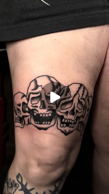 Stacked skull tattoo by Gabe Barker