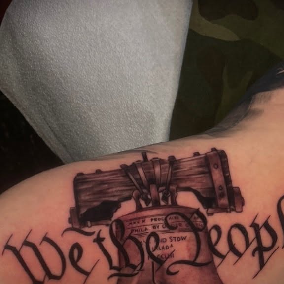 West End Boys lettering tattoo by Ryan Worley